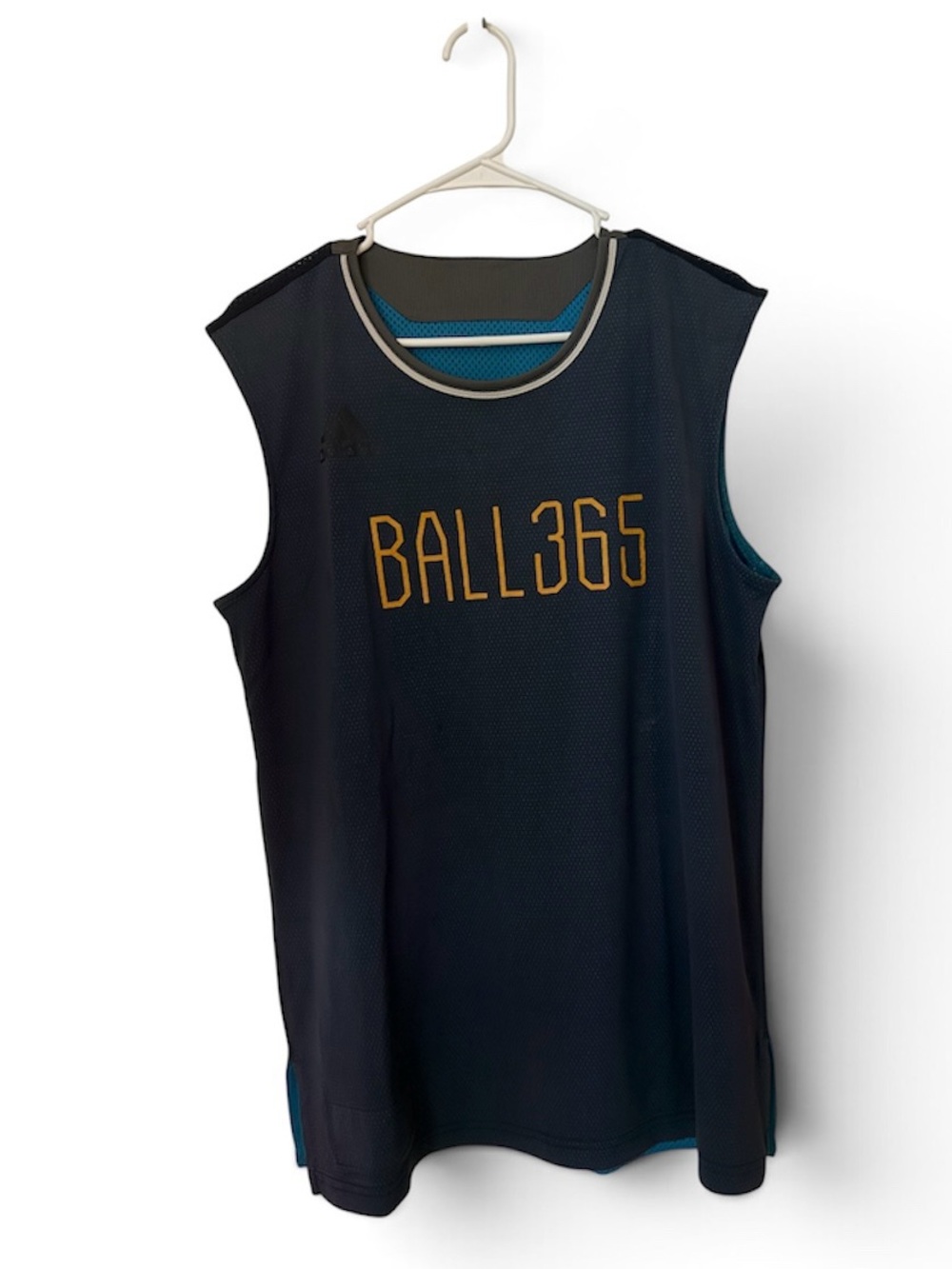 adidas Men's Black Basketball Jersey with Gold 'BALL365' Lettering